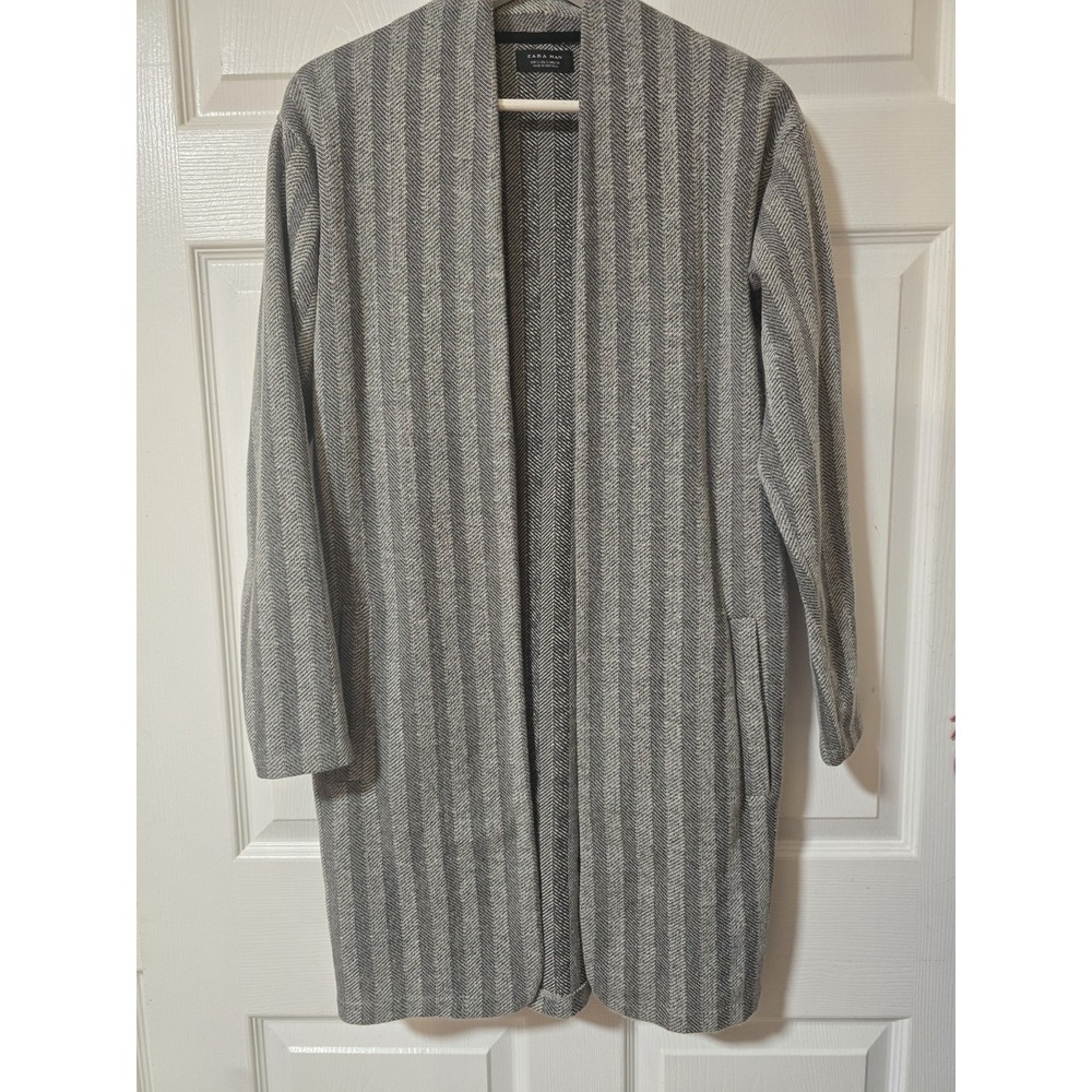 Zara Man Open Front Cardigan‎ , Small  Hounds Tooth  Long Sleeve Pockets Mens ,